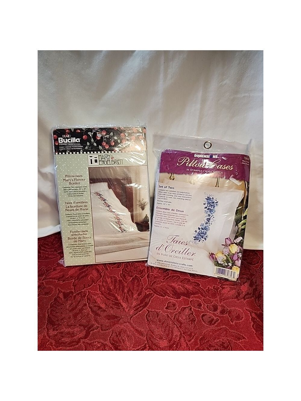 Embroidery Craft Pillow Cases, 2sets Of 2. New Old Stock